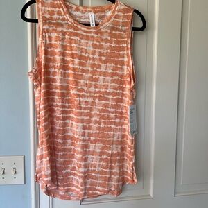 Athleta Orange and White Tie-Dye Tank Top